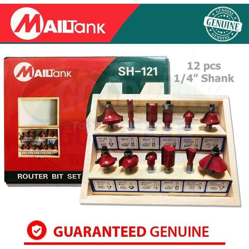 Mailtank SH-121 Router Bit Set (12pcs) - Goldpeak Tools PH Mailtank Mailtank SH-121 Router Bit Set (12pcs) - Goldpeak Tools PH Mailtank